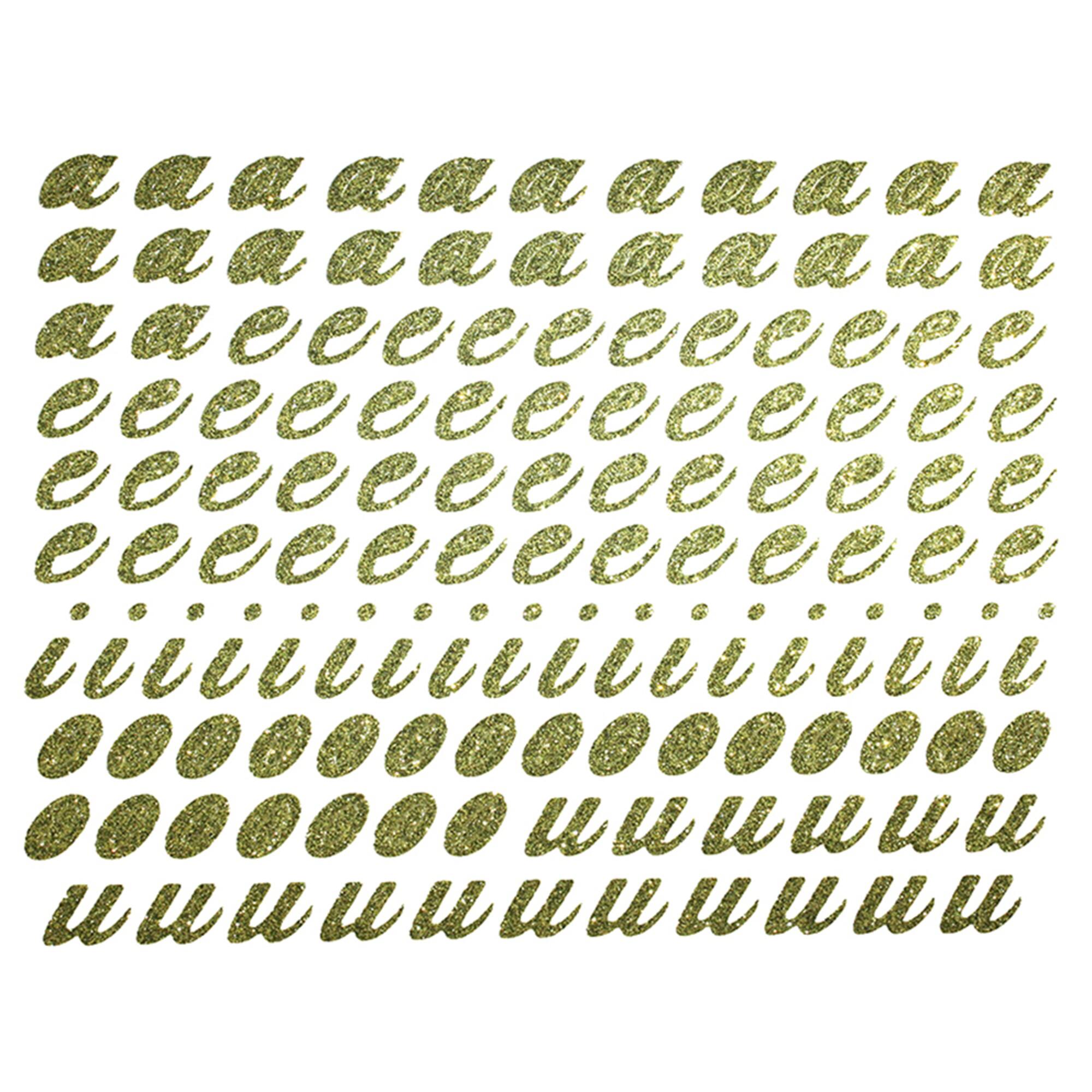 JAM Paper Lowercase Vowels Gold Script Floral Adhesive